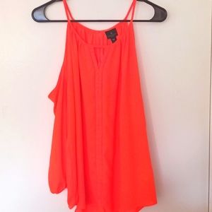 Worthington Off Shoulder Blouse Sheer Neon Orange Size:PXL